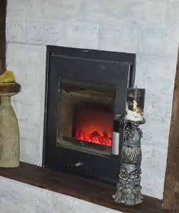 LED Kamin Laterne - 27 x 21 cm - Künstliches Kamin Feuer mit tanzenden Flammen Kunden-Foto 1