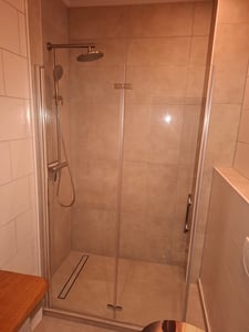 110x185cm Faltbar+drehbar Nano ESG Glas Duschwand Duschtür Duschabtrennung Dusche Kunden-Foto 1