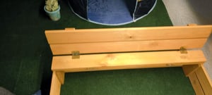 KOTARBAU® Sandkasten mit Abdeckung 120x120 cm Sandkiste aus Holz mit Deckel & Sitzbänken Gartenspielzeug für Kinder mit Sandkastenvlies Natürlich Kunden-Foto 6