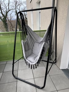 CCLIFE Hängesessel mit Gestell 3 Kissen Hängeschaukel Hängestuhl Bis 100kg Indoor & Outdoor Garten Hängesitz, Grau-schaukel Kunden-Foto 1