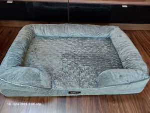 FEANDREA Lettino ortopedico per cani L, rivestimento sfoderabile, bordi rialzati, antiscivolo, lavabile, lettino per animali domestici, grigio chiaro Foto del cliente 1