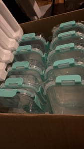 10 stuks glazen voedselopslagcontainers, set voorraadpotten, luchtdicht, lekvrij, BPA-vrij, geschikt voor gebruik in de magnetron, lunchboxen, maaltijdboxen, roze. Klantenfoto 1
