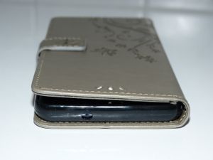 Handy Tasche für Samsung Galaxy S5 Schutz Hülle Handyhülle mit Blumenmuster Klapp Hülle mit Standfunktion und Kartenfächer Farbe: Blau Kunden-Foto 11