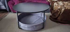 VASAGLE Couchtisch rund,  Wohnzimmertisch mit Korb aus Stoff, modern, Mattweiß Kunden-Foto 3