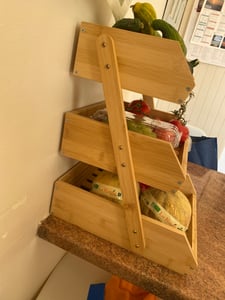 Obstkorb Bambus mit 2 Etagen Gemüsekorb Stehend Küche Lagerung 30x34x25cm Kunden-Foto 2