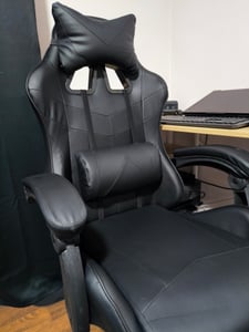 GOTAGEE Gaming-Stuhl Bürostuhl Ergonomischer Gaming Sessel mit Lendenwirbelstütze Fußstütze mit Katzenohren Kopfkissen Höhenverstellbar Schwarz Kunden-Foto 5