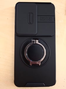 Étui double couche pour Samsung Galaxy S23 FE, avec couvercle coulissant pour l'appareil photo et anneau magnétique Rouge Photo du client 1