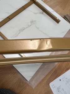 Tribesigns Tavolo da pranzo moderno per 6 persone, tavolo da soggiorno, 160 x 80 x 75 cm, rettangolare, tavolo da cucina, tavolo da pranzo, design moderno, bianco e oro Foto del cliente 8