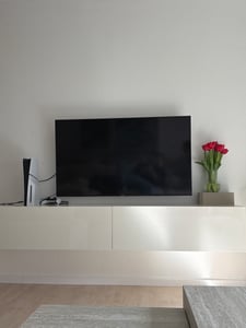 SONNI TV-Schränke weiß Hochglanz hängend holz 200 x 40 x 30cm Wandhängend, bodenstehend Niedriger Schrank Kunden-Foto 1