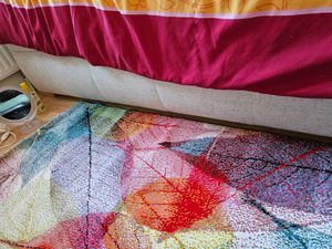 Dywan do salonu, dywan designerski, wzór liści, łatwy w pielęgnacji, kolorowy, wymiary – 140 x 200 cm Zdjęcie produktu od klienta nr 3
