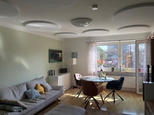 Schallabsorber Kreis aus Basotect® weiß Ø 50cm Stärke 5cm selbstklebend Schallschutz Schalldämmung für Wand und Decke Kunden-Foto 2