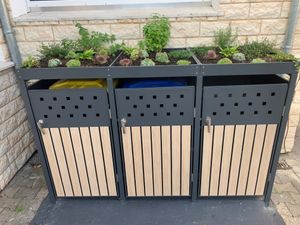 Mülltonnenbox Müllbox Mülltonnenverkleidung 3 Türen Box Pflanzdach Anthrazit Kunden-Foto 1