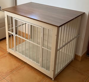 Feandrea Hundekäfig Möbel, Hundebox, moderne Hundehütte indoor für Hunde bis zu 32 kg, hochbelastbar, geschlossener Boden, 2 Türen, greige Kunden-Foto 8