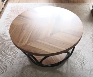 Tavolino rotondo Tribesigns, tavolo rotondo da soggiorno da 80 cm, tavolino rotondo grande da cascina con 2 ripiani, tavolino da tè marrone (venature del legno) Foto del cliente 2