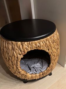 Pawhut: cuccia per gatti in rattan, design 2 in 1, con cuscino e riparo Foto del cliente 2
