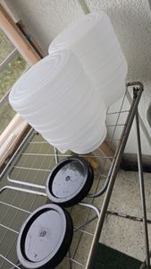 plasteo® 10 Liter Weithalsfass blau mit Deckel und Griffen, Lebensmittelecht BPA-Frei Campingtonne Sauerkrautfass Futtertonne Schraubdeckelfass Kunden-Foto 1