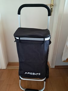 AREBOS 3in1 Einkaufstrolley 56L Schwarz | Klappbar, Kühlfach & Rollen Kunden-Foto 2