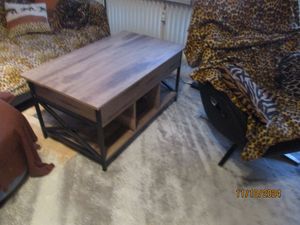 VASAGLE Couchtisch, höhenverstellbar, versteckter Stauraum, 60 x 120 x (48-62) cm Kunden-Foto 7