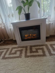 Juskys Elektrokamin 1000 / 2000 W - Standkamin mit Heizung, LED & Timer - Weiß Kunden-Foto 5