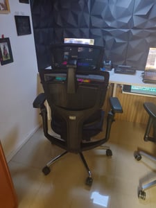 FLEXISPOT ErgoX Pro Ergonomischer Bürostuhl 12-stufig höhenverstellbar 7D Armlehnen 5D Lendenstütze 4D Kopfstütze 250 kg Tragkraft Netzsitz Grau Kunden-Foto 1
