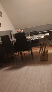 Tribesigns Schreibtisch Computertisch, 180 x 80 x 78 cm Modern Bürotisch PC Tisch Arbeitstisch Esstisch mit goldenem Beine, Konferenztisch, Weiß/Gold Kunden-Foto 1