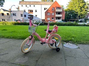 SJOEF Dolly Kinderfahrrad 16 Zoll | Ab 4 - 6 Jahre | Kinder Fahrrad für Mädchen / Jugend | Kleidergröße von 103 bis 118 cm | inklusive Stützräder - Rosa Kunden-Foto 2