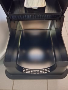 Katzentoilette Extra große geschlossene Edelstahl-Katzentoilette mit Deckel,Schaufel mit Stufe, Zwei-Eingang, Geruchshemmend, Antihaft, für alle Katze Kunden-Foto 2