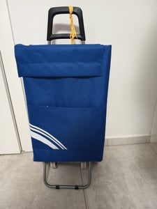 40 L Einkaufstrolley klappbar – wasserabweisender Shopping-Trolley mit 4 Rädern, faltbarer Einkaufswagen – Blau/Weiß Kunden-Foto 1