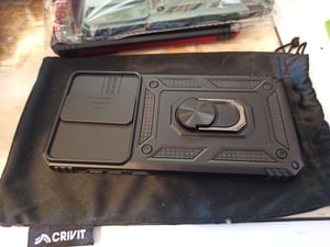 Étui pour Xiaomi Redmi Note 8 Pro étui double couche avec couvercle coulissant pour appareil photo et anneau de support rouge Photo du client 3