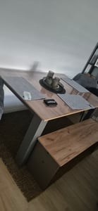 Esstisch Set Vicco Sentio Anthrazit/Goldkraft Eiche 137.6 x 92.8 cm mit 2 Bänken, Model 36686 Kunden-Foto 1
