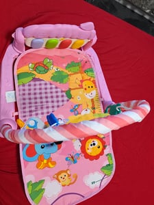 Spielbogen mit Musiktastatur Klettermatte，Baby Spielmatte Krabbelmatte Aktivitätsmatte mit Tierpark-Motiven, 100x140cm​，Blau Kunden-Foto 1