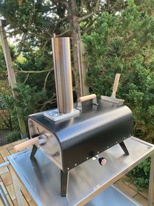 COSTWAY Outdoor Pizzaofen tragbar, Pizza Ofen aus Edelstahl mit Pizzastein, Pizzaschaufel, Thermometer, klappbaren Beinen & Tragetasche Kunden-Foto 1
