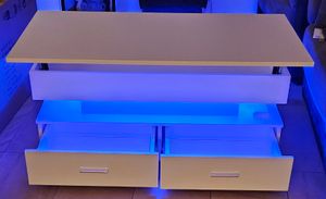 Tavolino Merax con LED e cassetti, tavolino con controllo APP, tavolino con piano allungabile, tavolino da salotto 100x50x44cm nero Foto del cliente 5