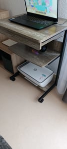 Yaheetech Biurko komputerowe Meble biurowe Biurko pod komputer Biurko robocze z drewna i stali z półką i szufladą 79 x 56 x 51 cm Szare Zdjęcie produktu od klienta nr 1