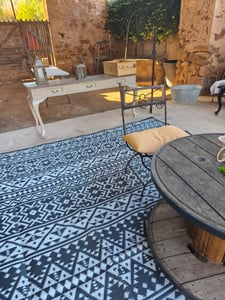 EVOCAMP Outdoor Teppich 250x400 cm, Kunststoffteppich, wetterfest für Terrasse, grau-weiß Kunden-Foto 4