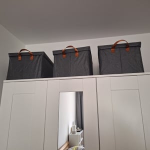 WOLTU 3er Set Aufbewahrungsbox mit Deckel & Griffen, faltbar Grau, 48x30x36 cm Kunden-Foto 1