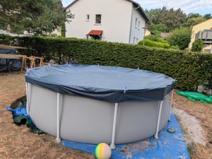 Intex 128031 Abdeckplane Für Frame-Pool Ø 366 Cm, Überhang 25 Cm Kunden-Foto 1