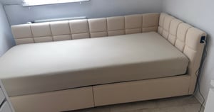 ProximaX Einzelbett 90x200 cm mit Stauraum & LED Beleuchtung, Polsterbett Samt mit Hydraulik-Lift, USB & Type-C Ladeanschluss Kunden-Foto 2