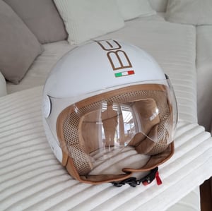 BEON Design Luxe Jethelm Scooterhelm mit Visier, S, Blau Kunden-Foto 1