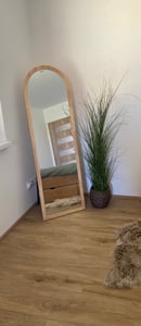 Ganzkörperspiegel mit Holzrahmen, Standspiegel, 160×50 cm, Skandinavisches Design, Braun Kunden-Foto 1