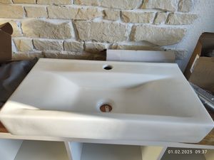 doporro Lavabo à Poser Blanc Vasque Suspendu en Céramique Lave Mains Rectangulaire de Qualité pour Salle de Bain 62x32x11cm Brüssel118 Photo du client 1