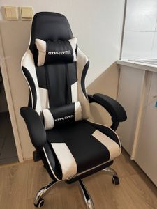 GTPLAYER Fotel biurowy Fotel do gier Fotel do gier z tkaniny Ergonomiczny fotel do gier z podnóżkiem, zagłówkiem i poduszką lędźwiową, wyściełany fotel do gier, zielony Zdjęcie produktu od klienta nr 4
