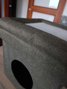 Relaxdays: casetta per gatti in tessuto, cuccia con 2 ingressi, A x L x P: 71,5 x 62,5 x 44 cm, cuccia pieghevole, grigio scuro Foto del cliente 2