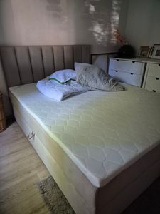TRADA Boxspringbett 160x200 Palermo mit Bettkästen mit Matratze mit Topper Komplett-Set Polsterbett Bonell H3 Beige Kunden-Foto 14