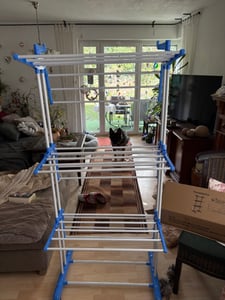 4-stufiger Wäscheständer,mit Rädern Klappbare Kleidung Trocknungsstand,Zum Trocknen Von Kleidung,Kompakt,Leifheit Wäsche,Platzsparende Blau Kunden-Foto 3