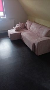 Kaiser Möbel Ecksofa mit schlaffunktion und bettkasten, Couch L form, Schlaffunktion ARAGON Dicker Cord Dunkelgrau Ottomane Rechts Kunden-Foto 1
