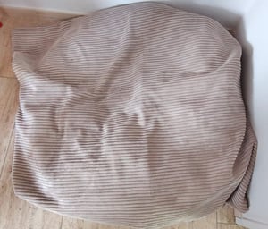 4L Textil MOLLY Hundekissen flauschig Cord Hundebett Grosse Hunde mit Bezug und Reißverschluss kuscheliges Hundekissen waschbar (Ersatzbezug, 120x100 cm, Beige (Stripes) Kunden-Foto 2