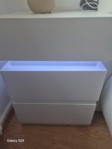 VASAGLE Nachttisch mit LED-Beleuchtung, mit 3 Schubladen, weiß Kunden-Foto 19