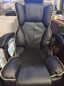 Gaming-Stuhl mit Ventilator, Bürostuhl, Luftkühler und Kühlung – Belüfteter Kühlsitz, mit Liegefunktion,  sanfte Vibrationsmassage, Schwarz Kunden-Foto 1
