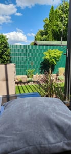 LZQ 70m x 19cm PVC Sichtschutzstreifen Sichtschutzfolie Doppelstabmatten mit 40 Befestigungsclips Sichtschutzmatte Grün Kunden-Foto 1